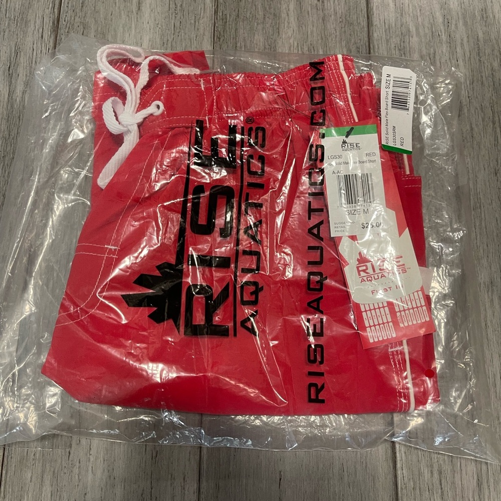 Rise Aquatics Red Swim Trunks